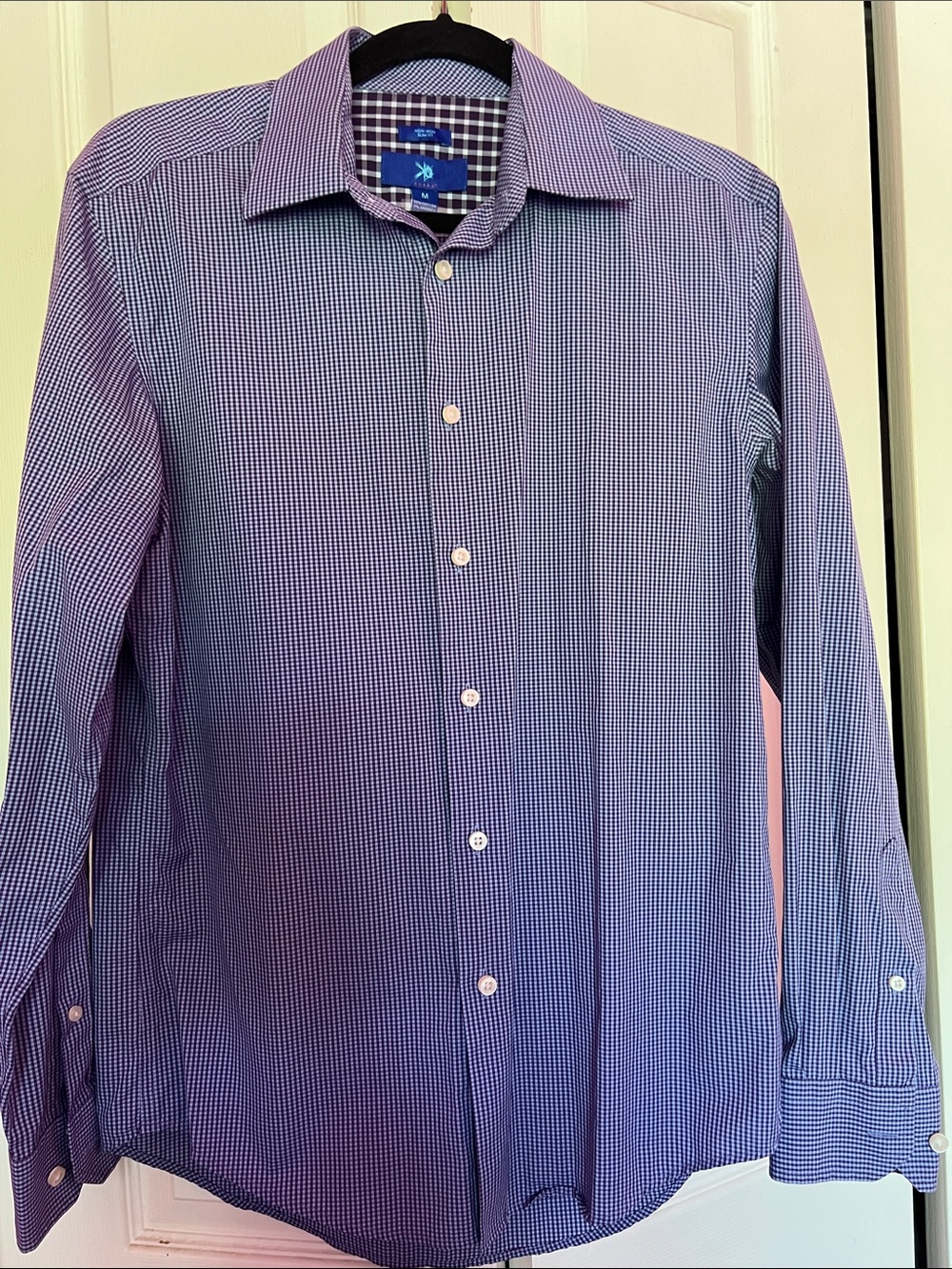 EGARA Men’s Checked Dress Shirt - Purple/Blue Size Medium